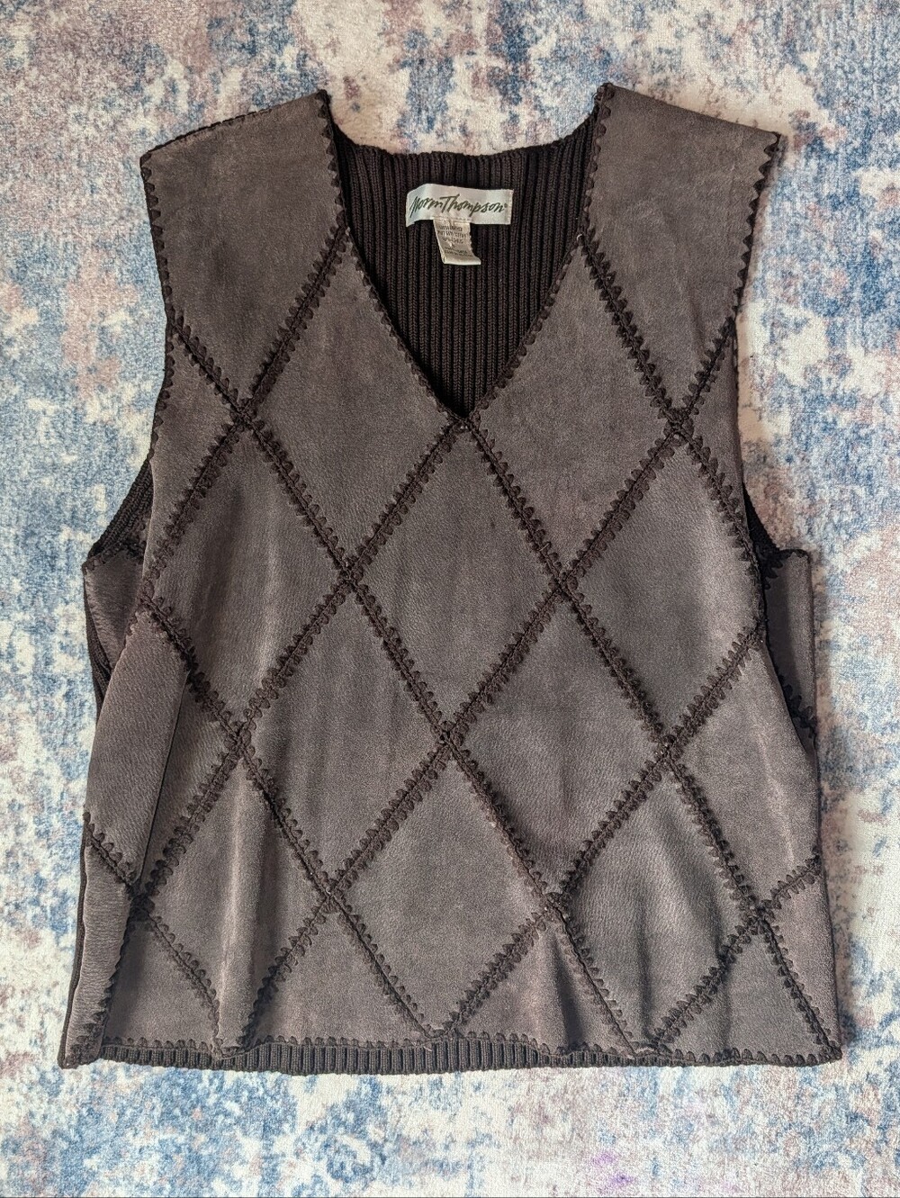 Vintage Norm Thompson Leather Sweater Vest